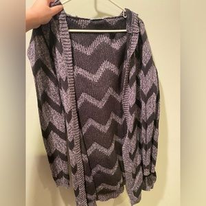 Hooded purplish/grey Maurices Cardigan! Size L
